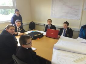 Arvalee School Pupils in the planning room at the Site